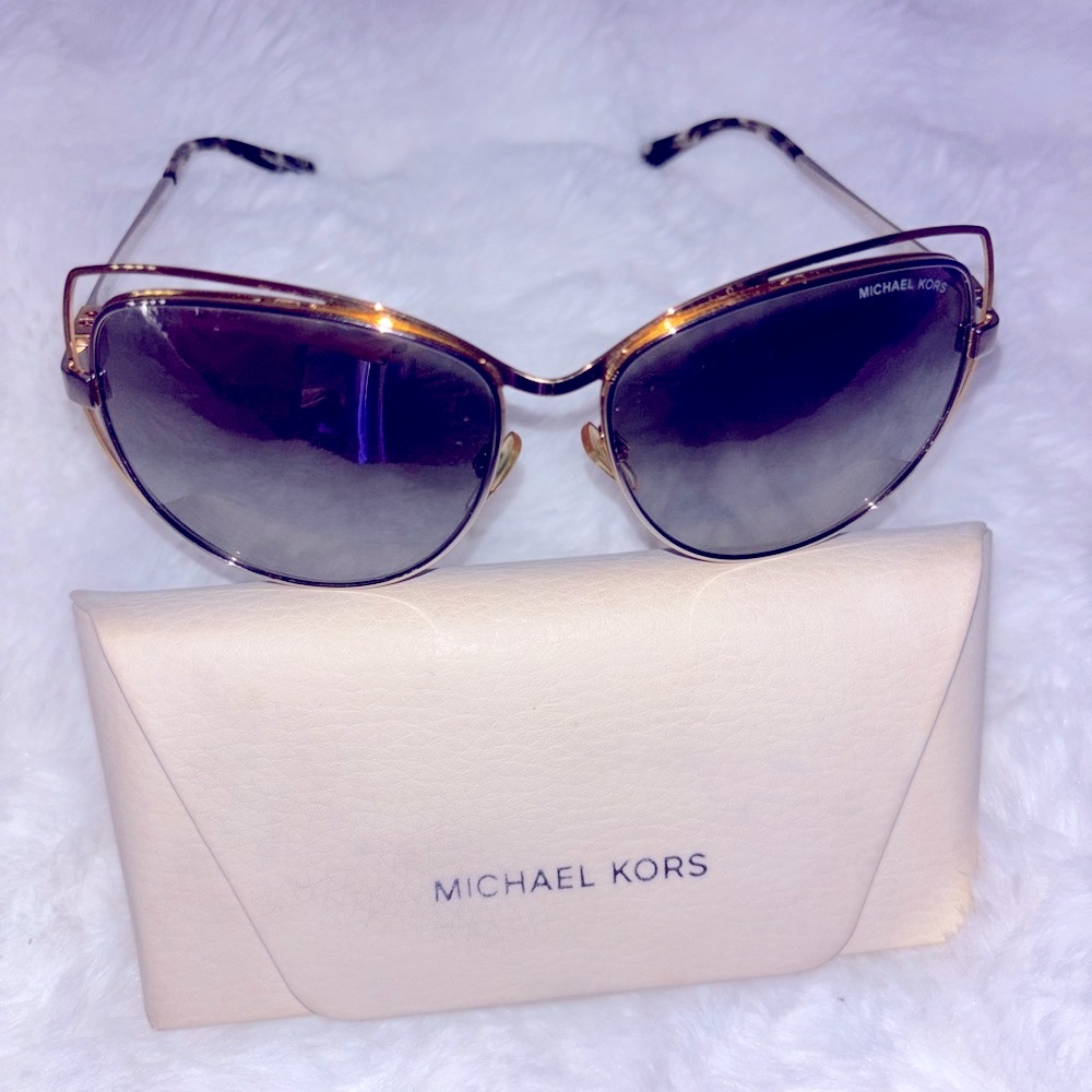 Michael Kors Black and Gold Sunglasses with Aviator Lenses